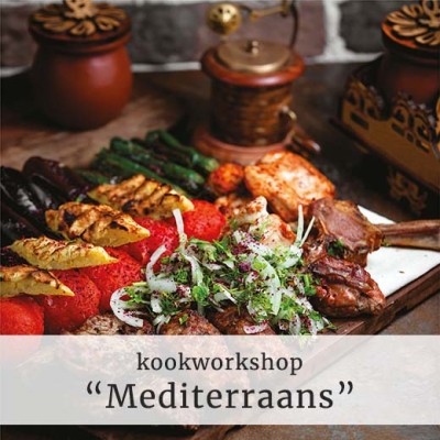 Kookworkshop<br><b>Mediterraan</b><br>woensdag 29 oktober 2025<br>aanvang 18:00 uur